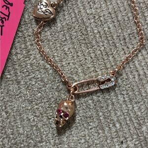 Betsey Johnson Gold Skull Charm Bracelet authentic